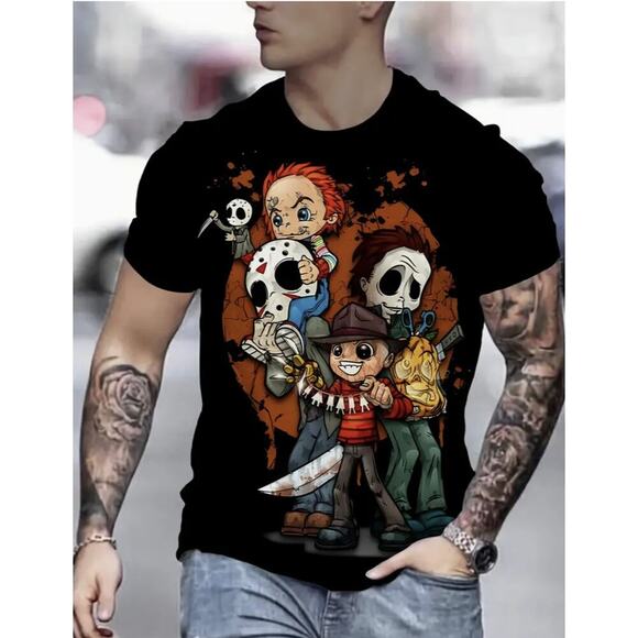 Men’s XL Horror Movie Characters Anime Graphic T-Shirt US 42 New - Picture 12 of 12
